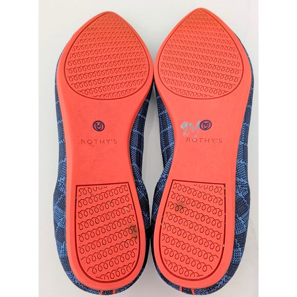 Rothy’s The Point Flats Women’s Size 9.5 Indigo Gingham Sustainable Shoes - Picture 6 of 8